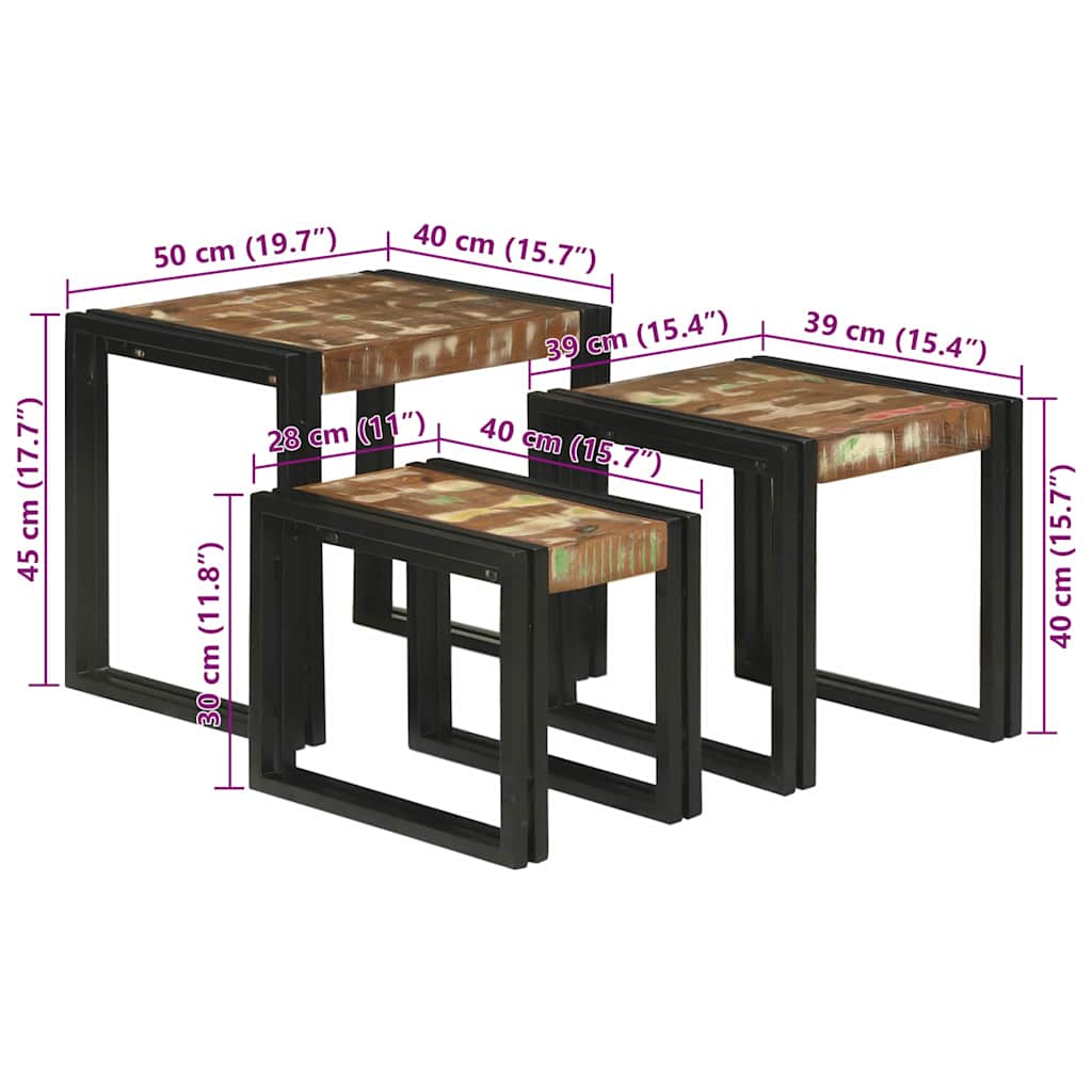 Nesting Tables Brown and black Solid Reclaim wood